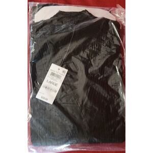 ECP Mock Rib Table Deep Black Mock Turtleneck Long Sleeve Top Sz Lg, NWT